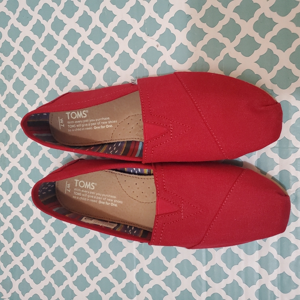 TOMS Red Canvas Slip On
